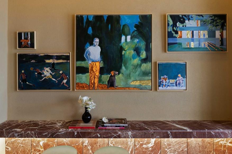 Πίνακες μικτής τεχνικής με κορνίζα Marais cafe bar Θεσσαλονίκη