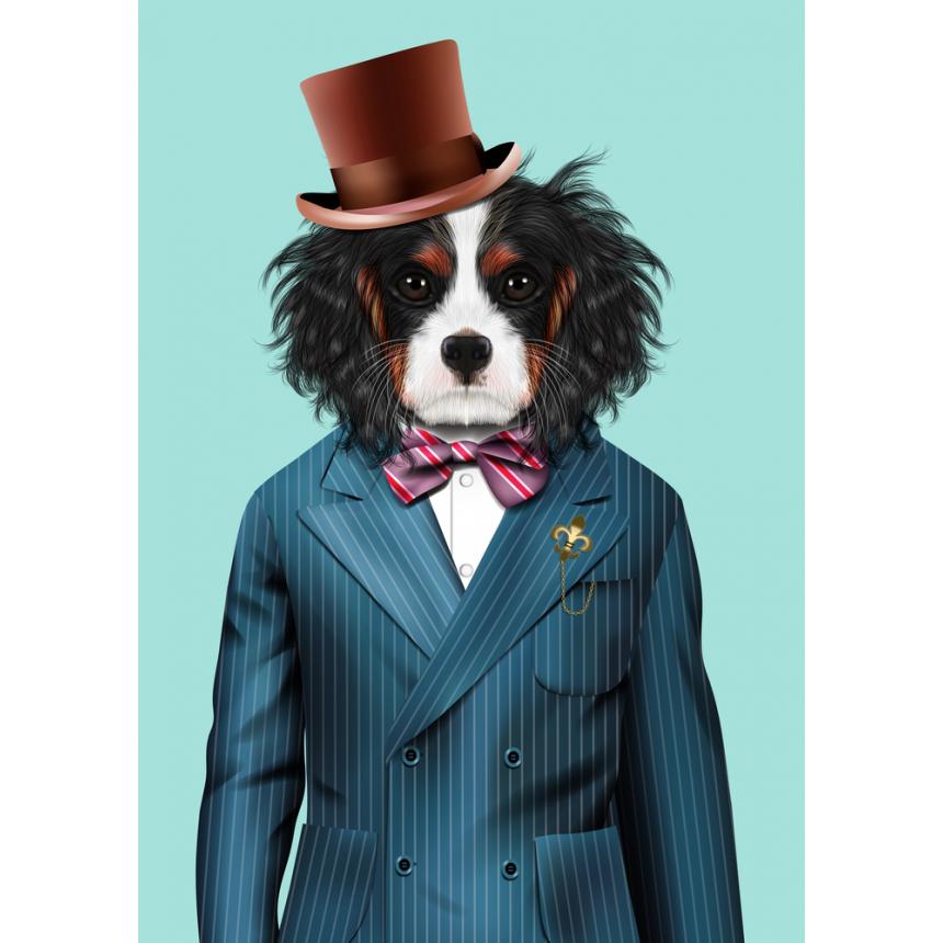 Πίνακας Σκύλος με σακάκι και καπέλο