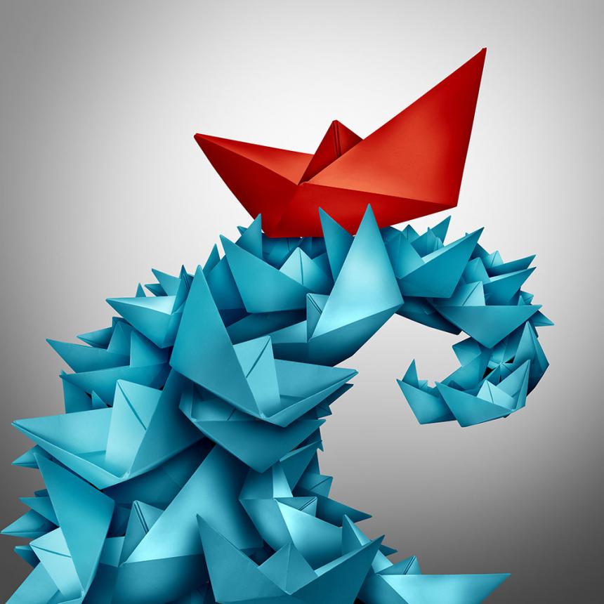 Πίνακας Κόκκινη βάρκα σε κύμα 2