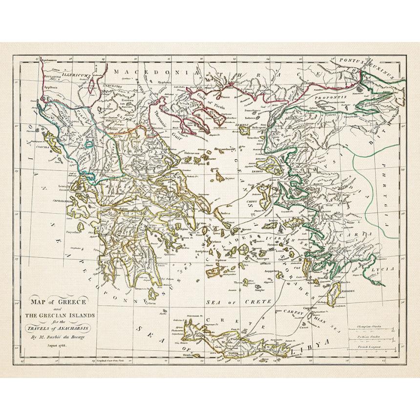 Πίνακας Χάρτης της Ελλάδας  1788