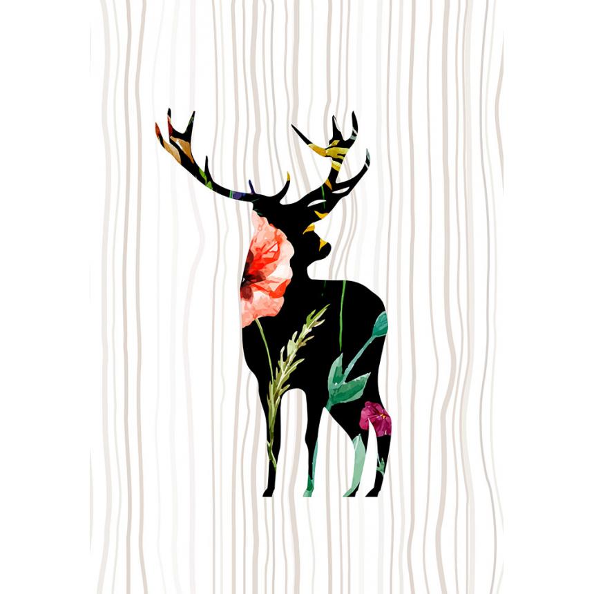Πίνακας Ελάφι με Λουλούδια