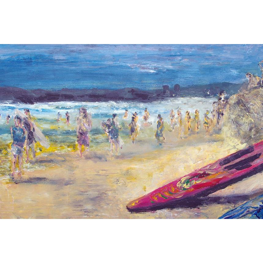 Πίνακας Κόκκινο κανό στην παραλία 