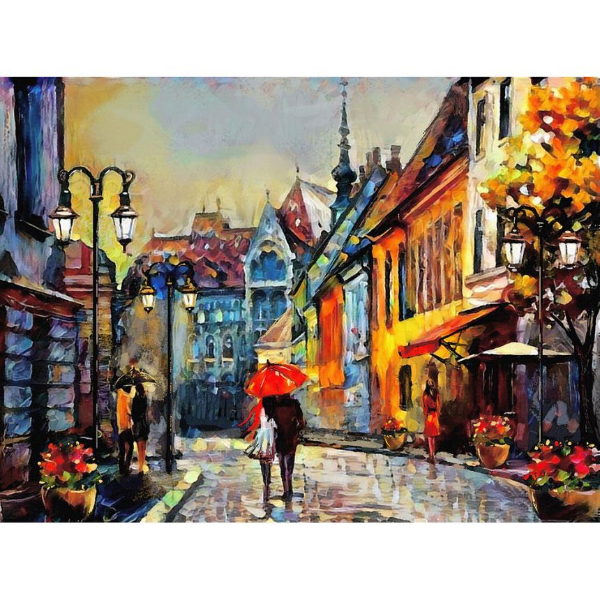 Πίνακας ζωγραφικής Ζευγάρι στον πεζόδρομο