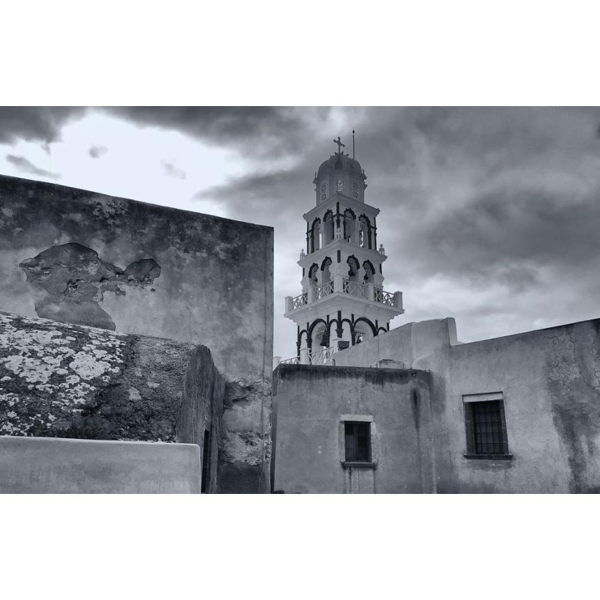 Πίνακας Τοπίο στη Σαντορίνη BW