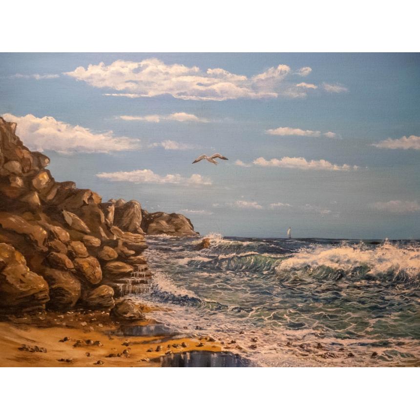 Πίνακας βράχια και θάλασσα