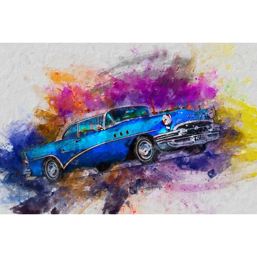 Πίνακας vintage blue car