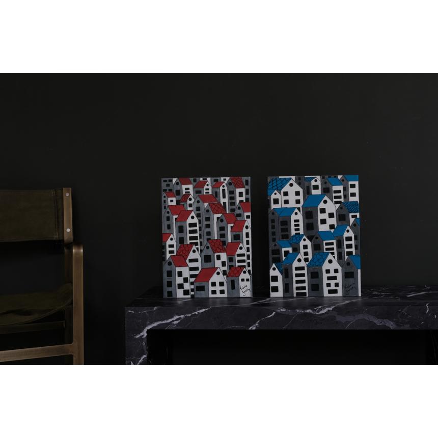 Πίνακας ζωγραφικής σπιτάκια μπλε/κόκκινα