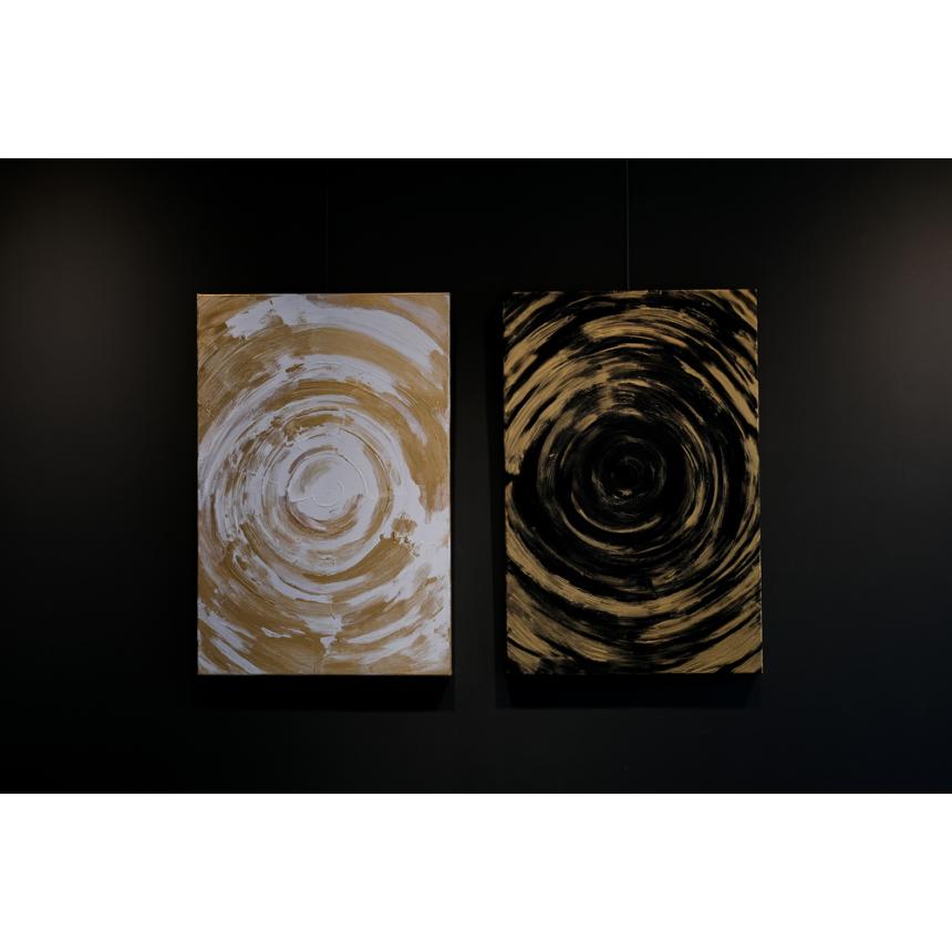 Πίνακας Abstract  χρυσοί κύκλοι