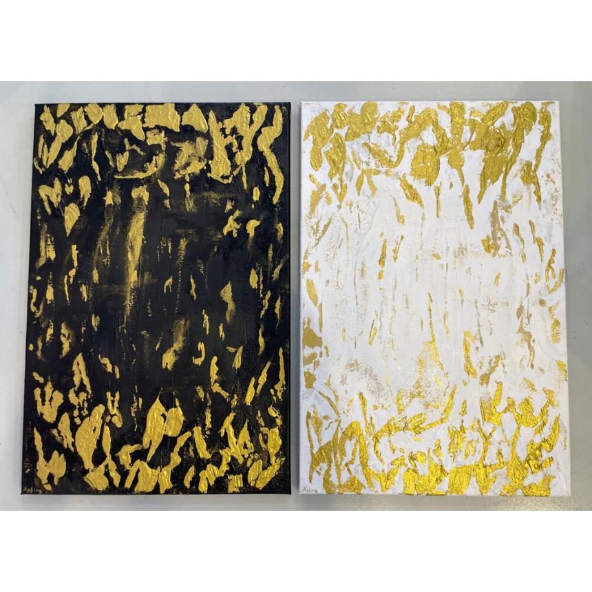 Πίνακας Abstract δίπτυχος Χρυσές πινελιές