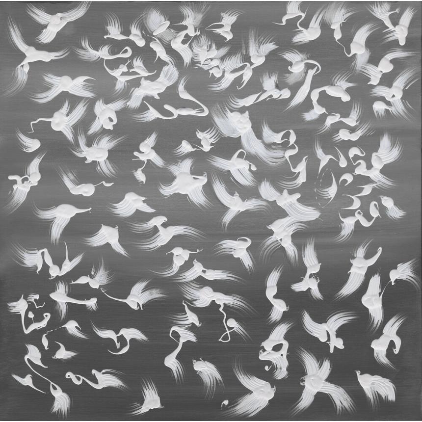 Abstract Painting white pigeons