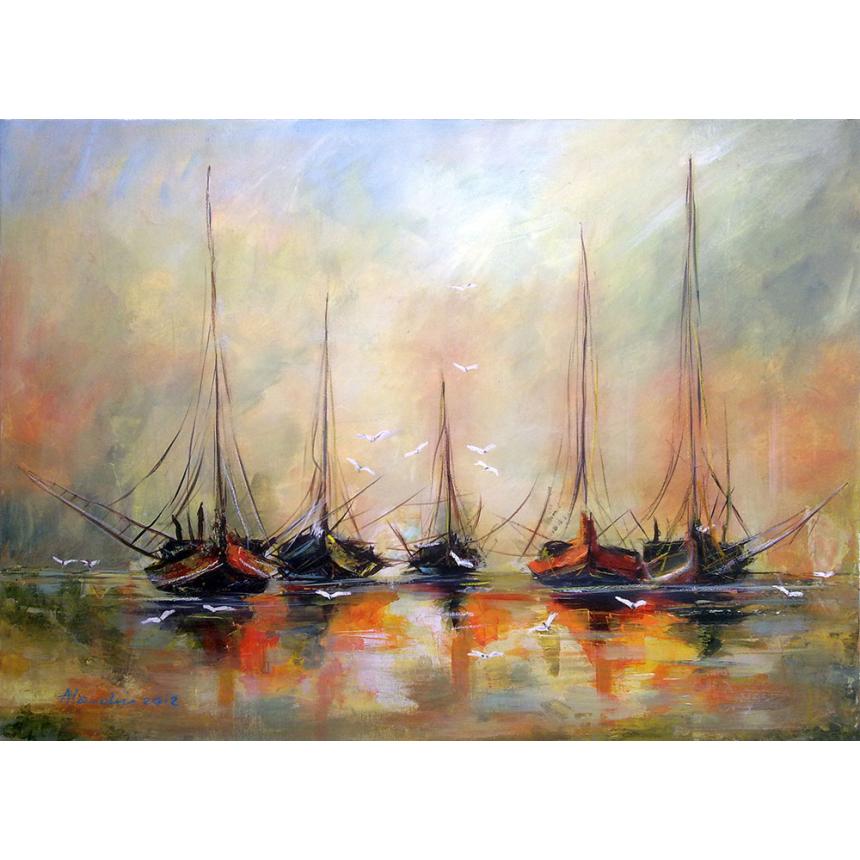 Πίνακας Σκιές των σκαφών στη θάλασσα