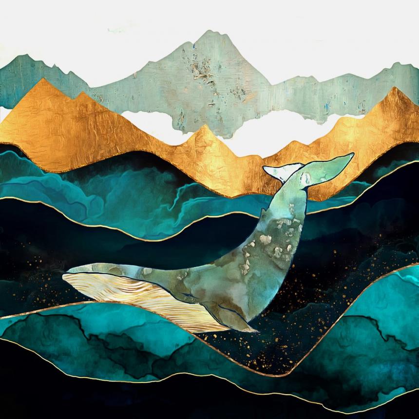 Πίνακας τοπίο με φάλαινα