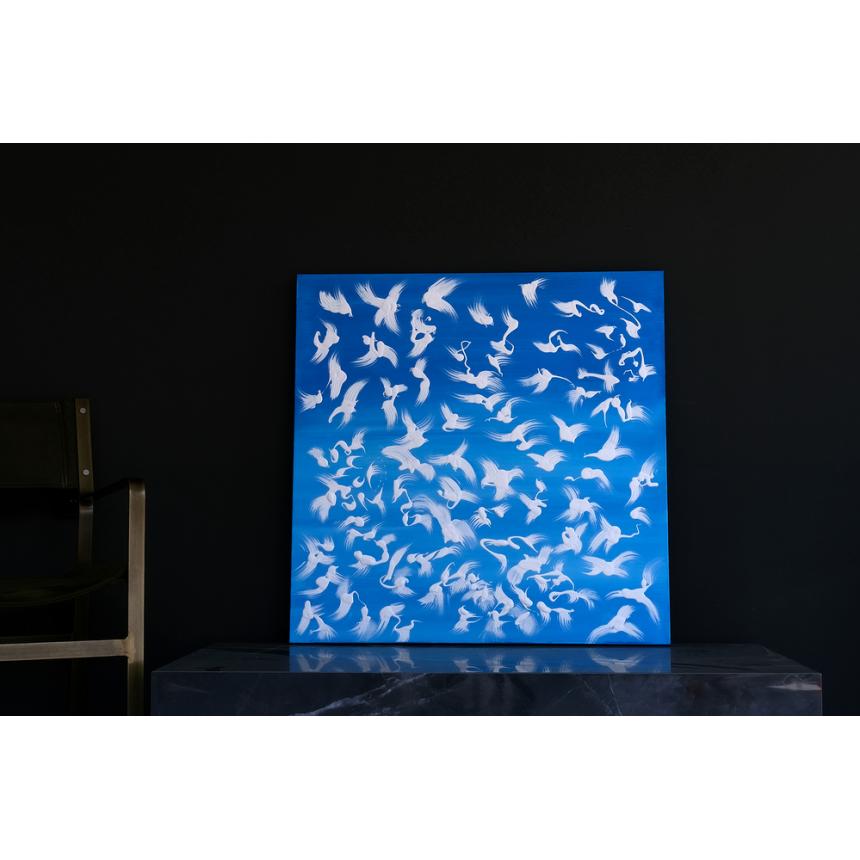 Abstract Painting white pigeons