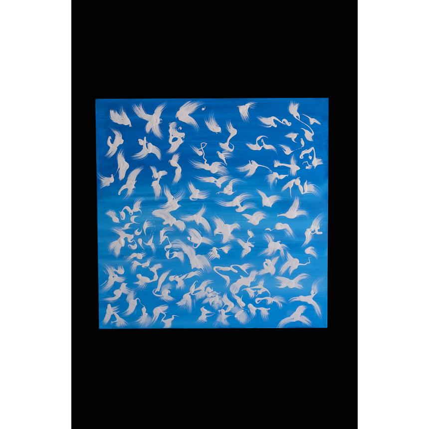 Abstract Painting white pigeons