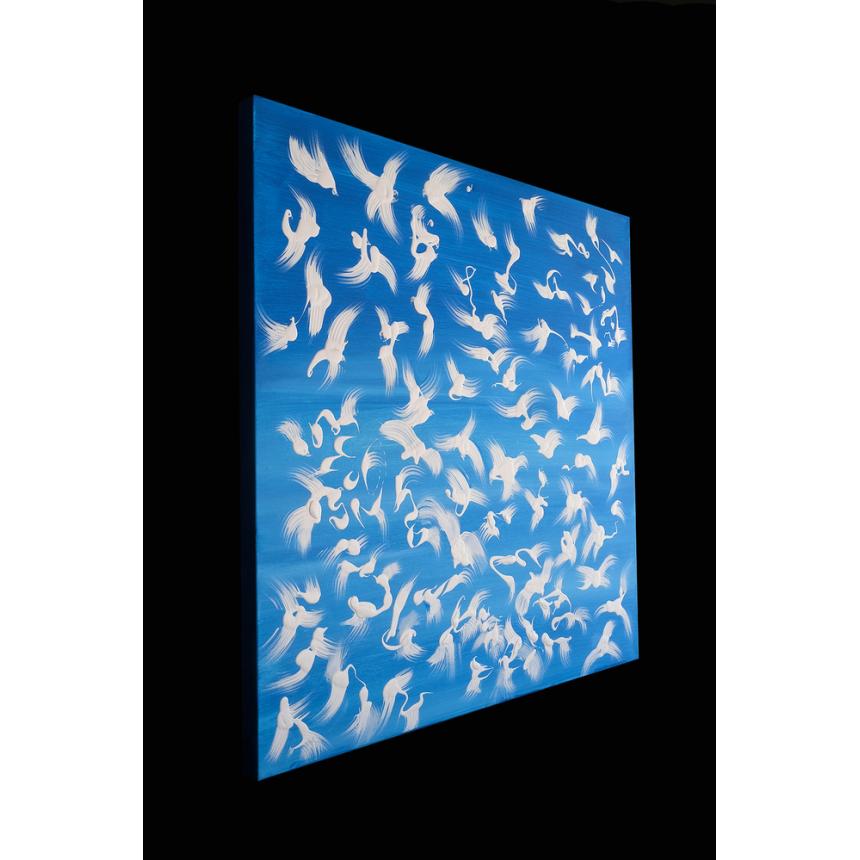 Abstract Painting white pigeons