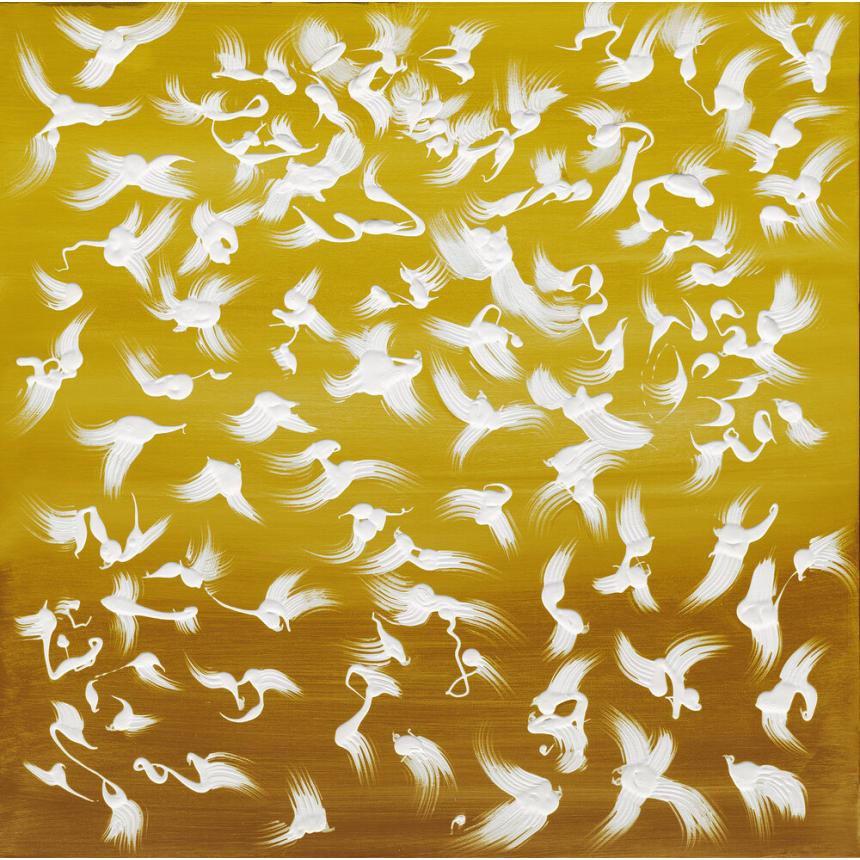 Abstract Painting white pigeons