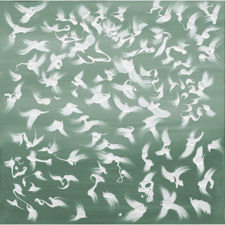 Abstract Painting white pigeons